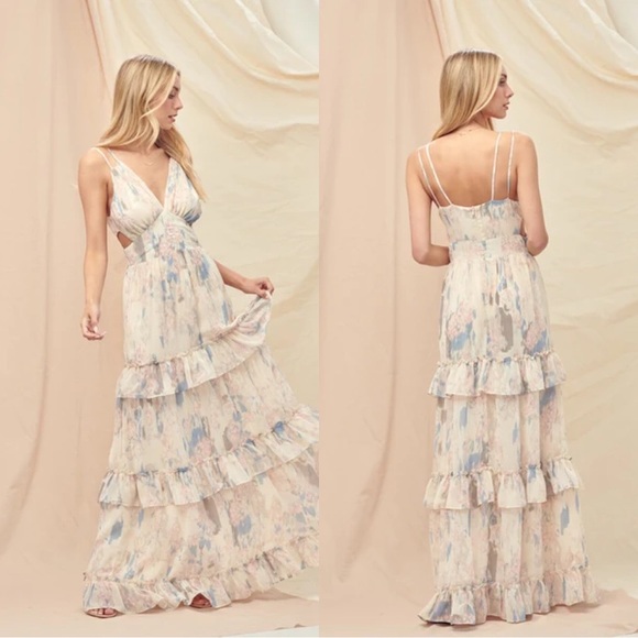 Fore Collection Dresses & Skirts - Fore Collection Daydreaming Floral Ruffle Maxi Dress Large